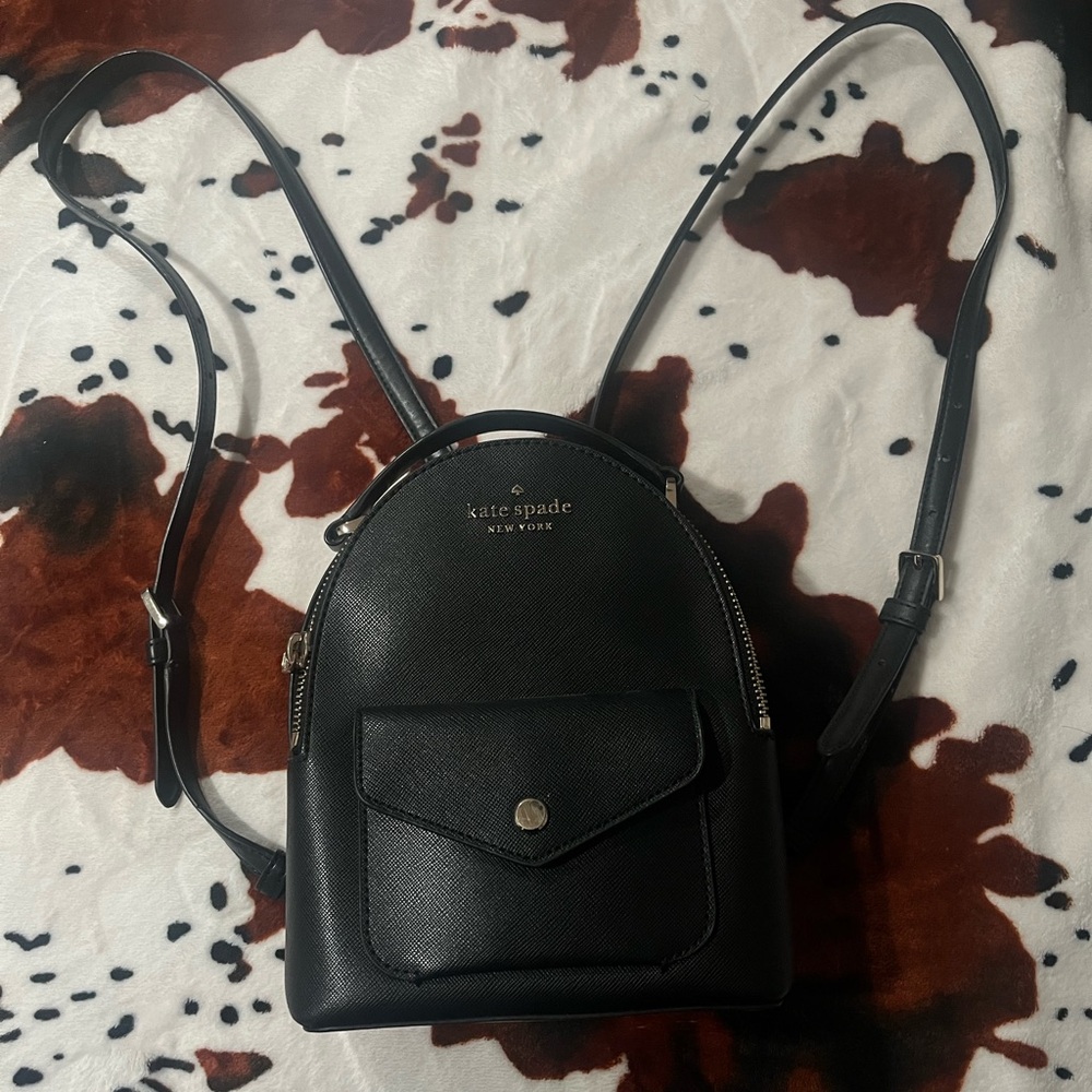 Kate Spade Black Textured Backpack